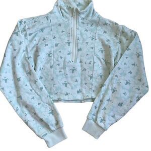 Forever 21 GUC Casual Jogging Cropped Sweatshirt Longsleeve Crop Top Aqua Gorpco